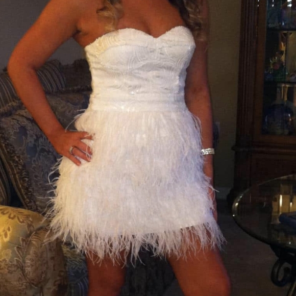 BeBe Ostrich Feather Dress - Picture 1 of 4
